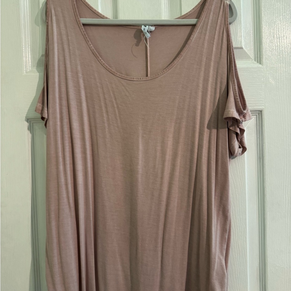 Cable & Gauge Mauve Pink Cold-Shoulder Scoop Neck Top